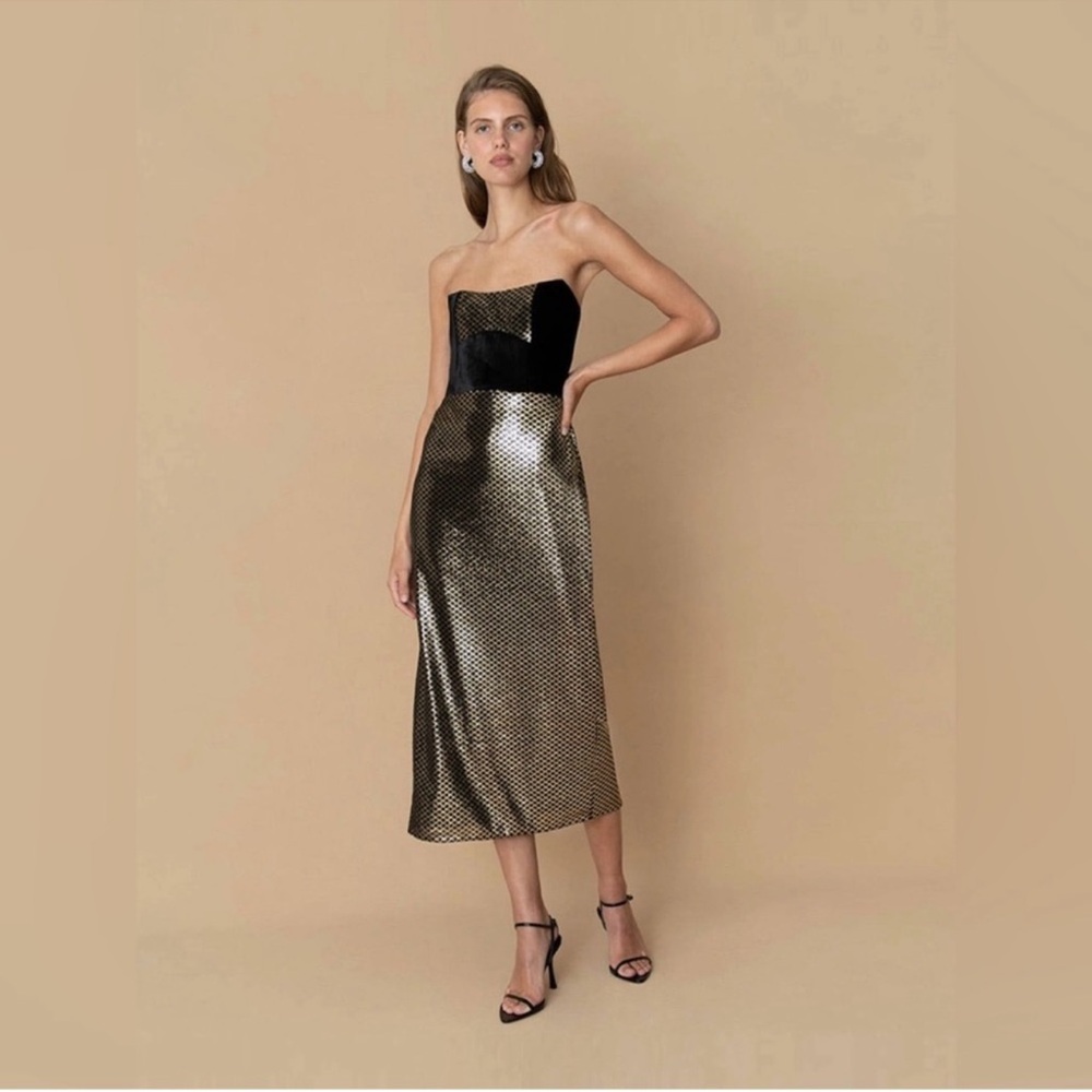 Borgo de Nor Luna Strapless Velvet & Sequin Midi-Dress
